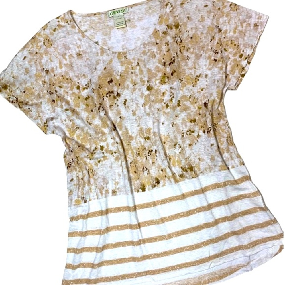 Orvis Linen Short Sleeve Shirt Top Size Large